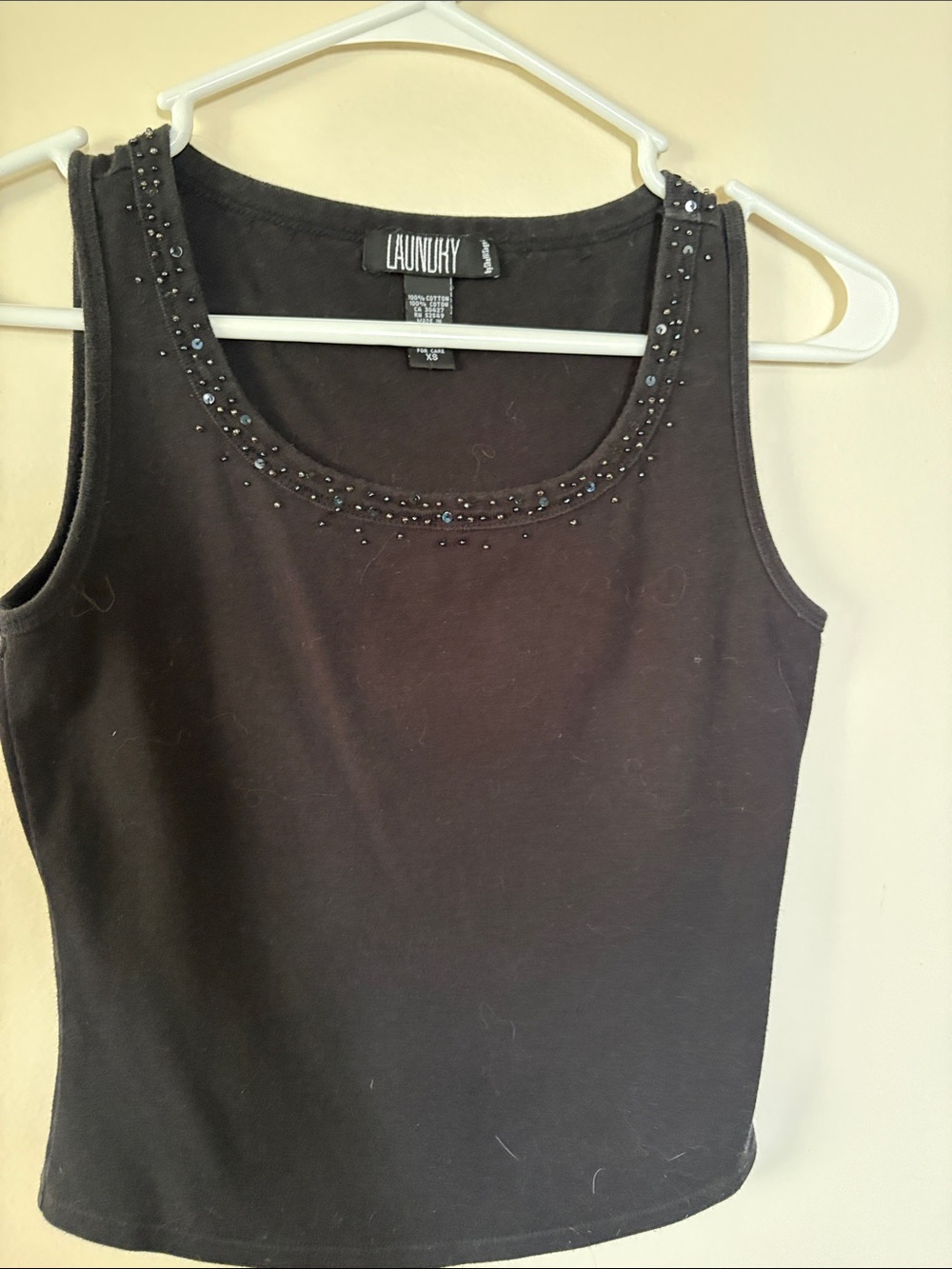 Laundry By Shelli Segal Black Tank with Beaded Neckline